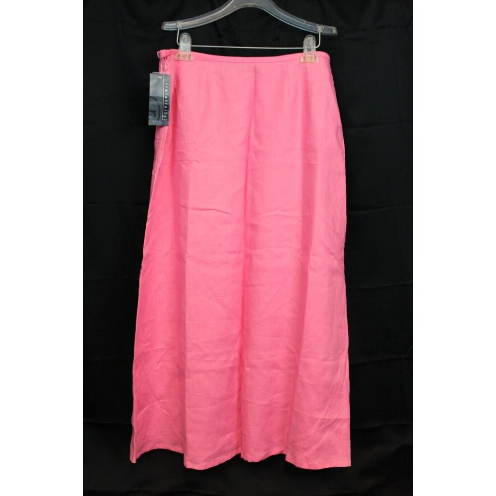 Relativity Pink Maxi Skirt sz 16 Linen Lined Smooth Solid Spring Lightweight Wor
